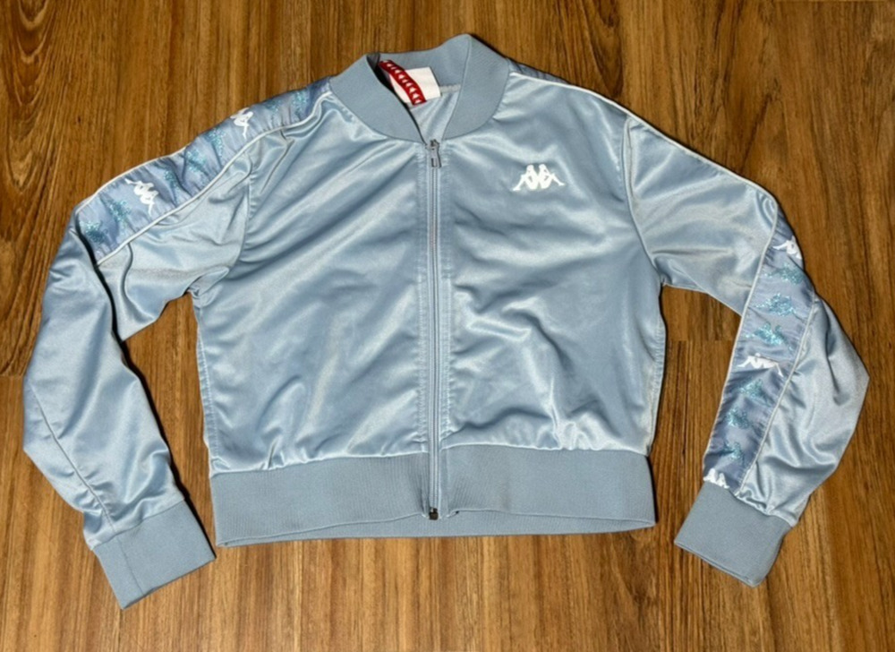 Kappa Women's 222 Banda Osbar Baby Blue Cropped Track Jacket - Size XS